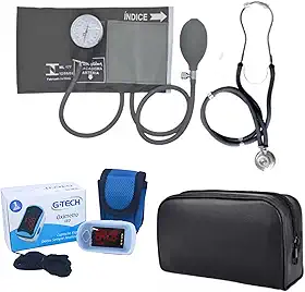 Kit Oximetro + Estetoscopio + Esfigmomanometro Gtech Premium (GRAFITE)