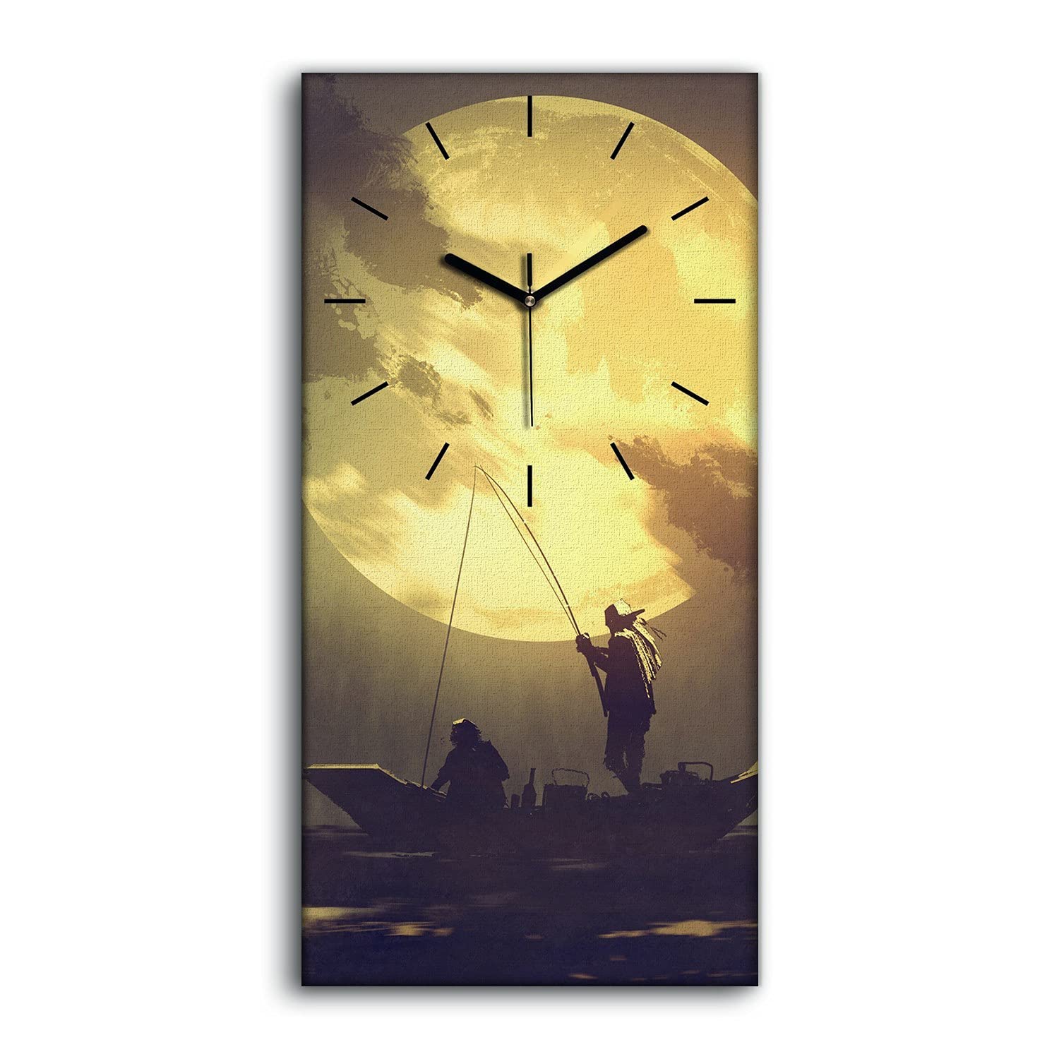 Horloge sur toile zen pêcheur sur le bateau décoration salon 30x60
