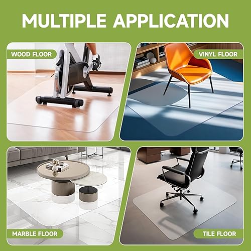 Miniatura 5 de SOONAN Tapete para silla de oficina para suelo de madera dura, 63 x 51 x 0.08 pulgadas, tapete transparente de oficina de 0.08 pulgadas de grosor,