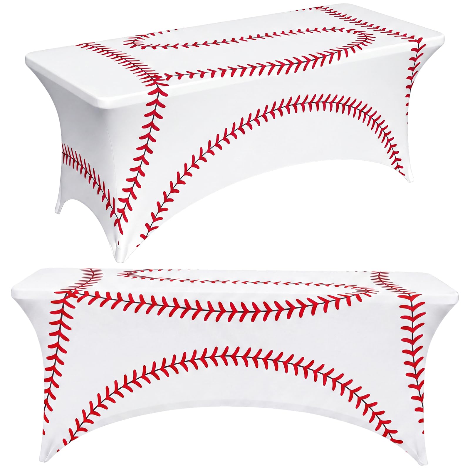 Moukeren Baseball Party Tablecloth 6 ft Baseball Stretch Table Cover
