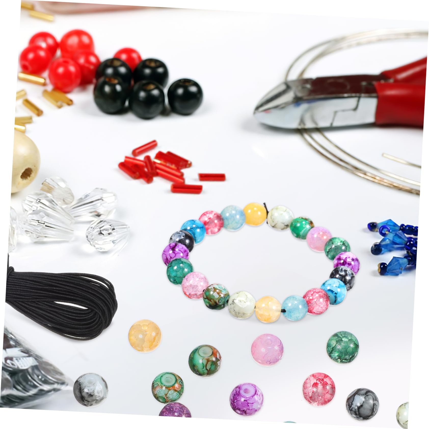 ARTIBETTER 5 Set Perline Rotonde Per Bigiotteria Con Filo Elastico Per Creare Collane E Braccialetti Fai Da Te Perline Per Gioielli Diy Con Filo 200 Pezzi*5