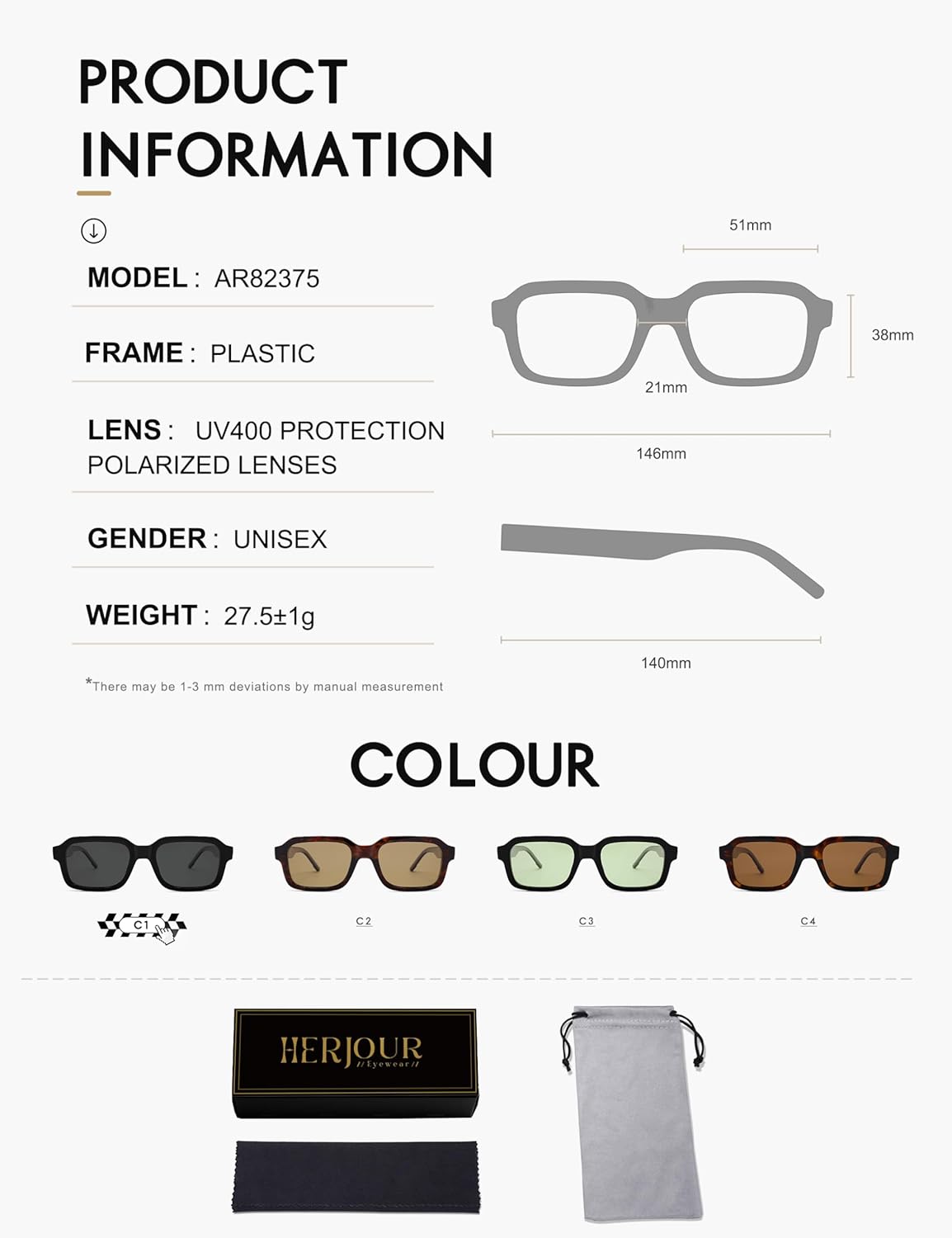 Polarized Trendy Retro Rectangle Sunglasses Womens Mens 90s Classic Vintage Sun Glasses AR82375 - Image 5