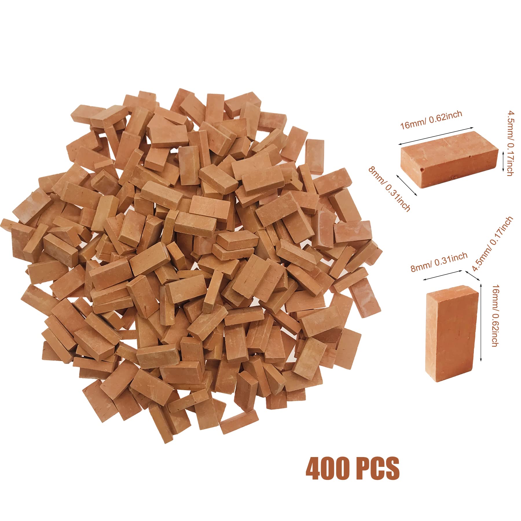 Cayway 400 PCS Mini Briques pour AméNagement Paysager Briques 1:16 Red Mini Briques Miniatures pour Accessoires de Jardin Miniature