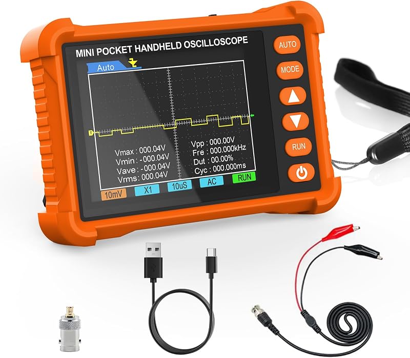 BTMETER Mini Handheld Digital Oscilloscope - 250 kHz Bandwidth, 2.5 MSa/s Sampling, 2.8" LCD, AUTO/Normal/Single Trigger, ±40 V Input (X1), Portable Pocket Scope for Electronics Repair & Education