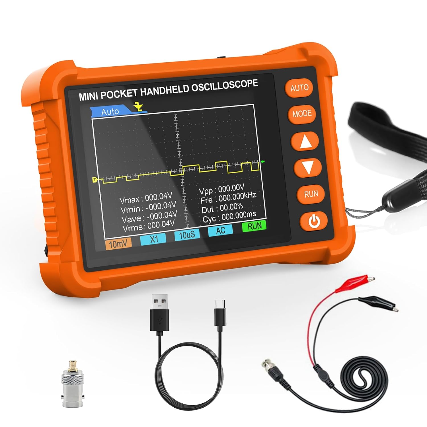 BTMETER Mini Handheld Digital Oscilloscope - 250 kHz Bandwidth, 2.5 MSa/s Sampling, 2.8" LCD, AUTO/Normal/Single Trigger, ±40 V Input (X1), Portable Pocket Scope for Electronics Repair & Education