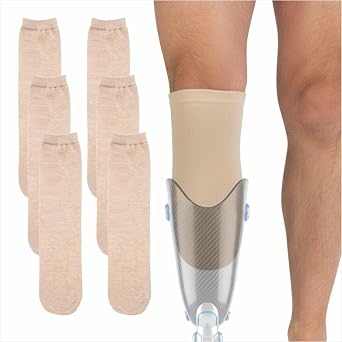 Cotton Prosthetic Socks, Soft Breathable Stump Liners, Multiple Lengths and Colors for Daily Wear, 6-Pack