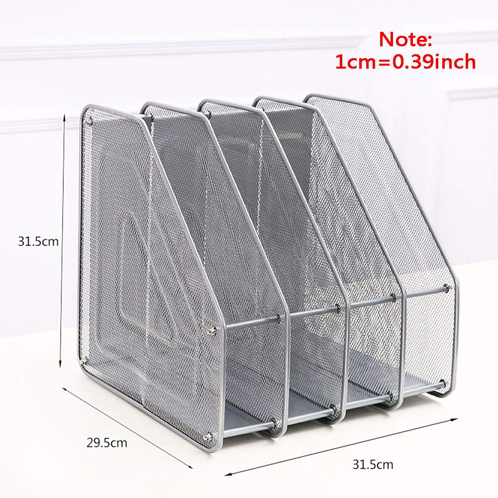 Revistero Archivador 4 de Malla Metálica/Archivadores de Revistas/Estante para Escritorio, Estante para Cartas, Papelera, Almacenamiento de Archivos de Escritorio,Plata