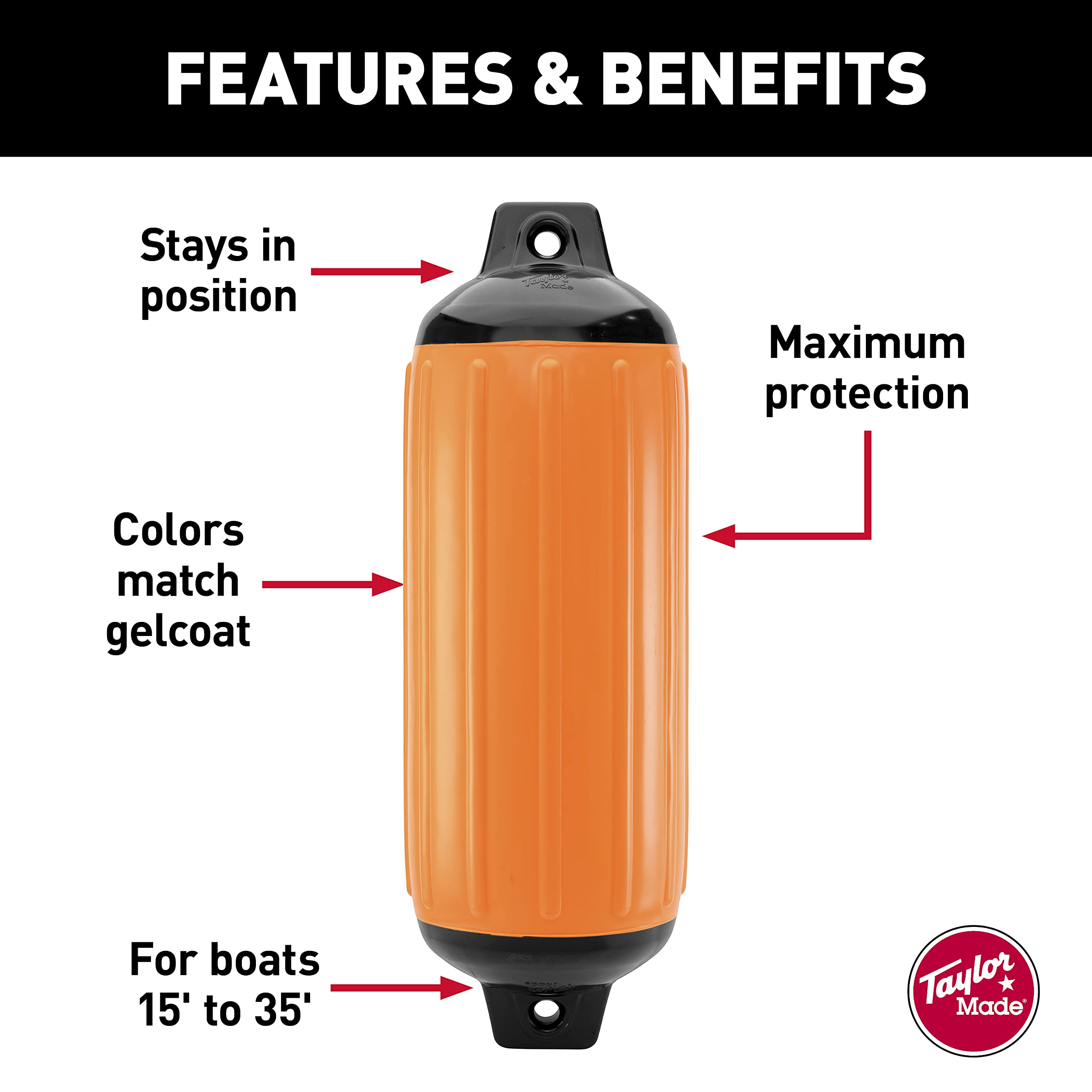 TAYLOR MADE PRODUCTS Super Gard Boat Fender for Docking and Mooring Boats 15’ to 35’