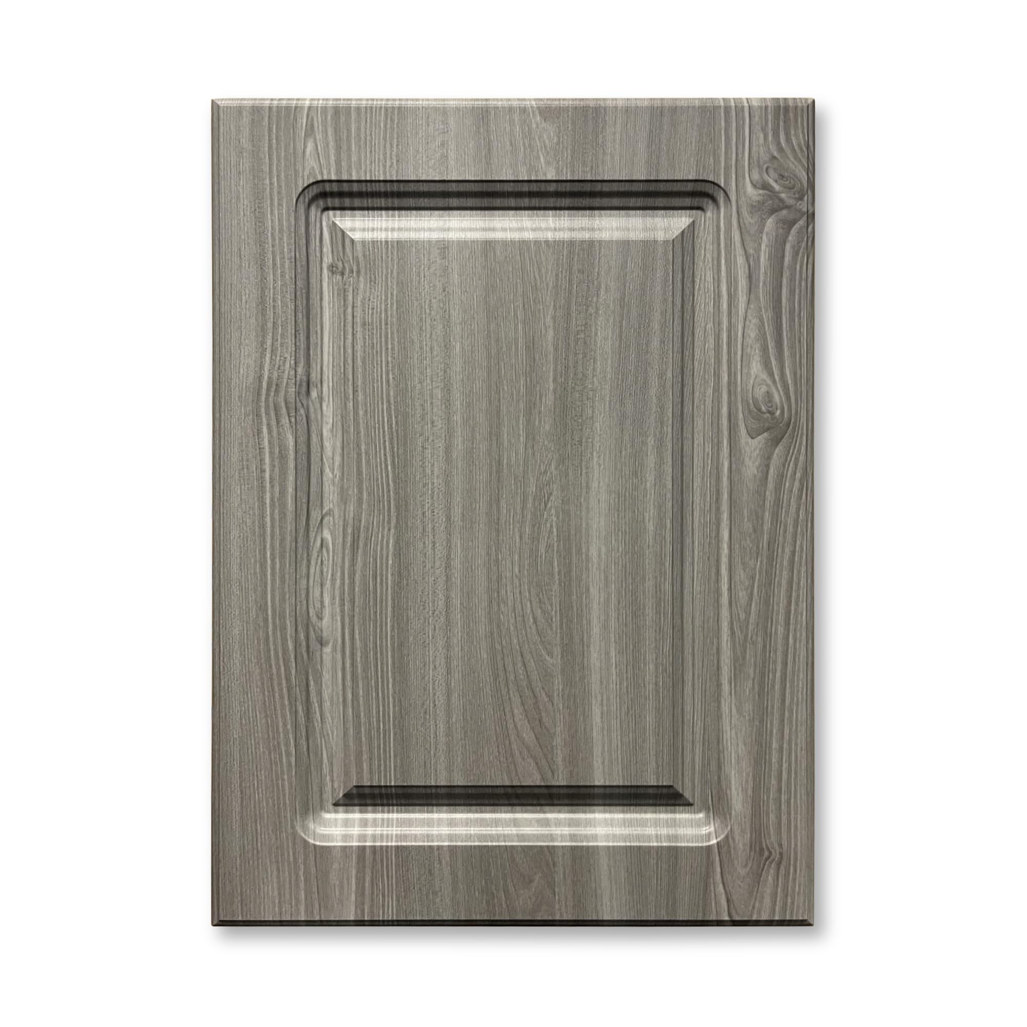 Botiquín empotrado negro de estilo granja con puerta gris para un baño rústico