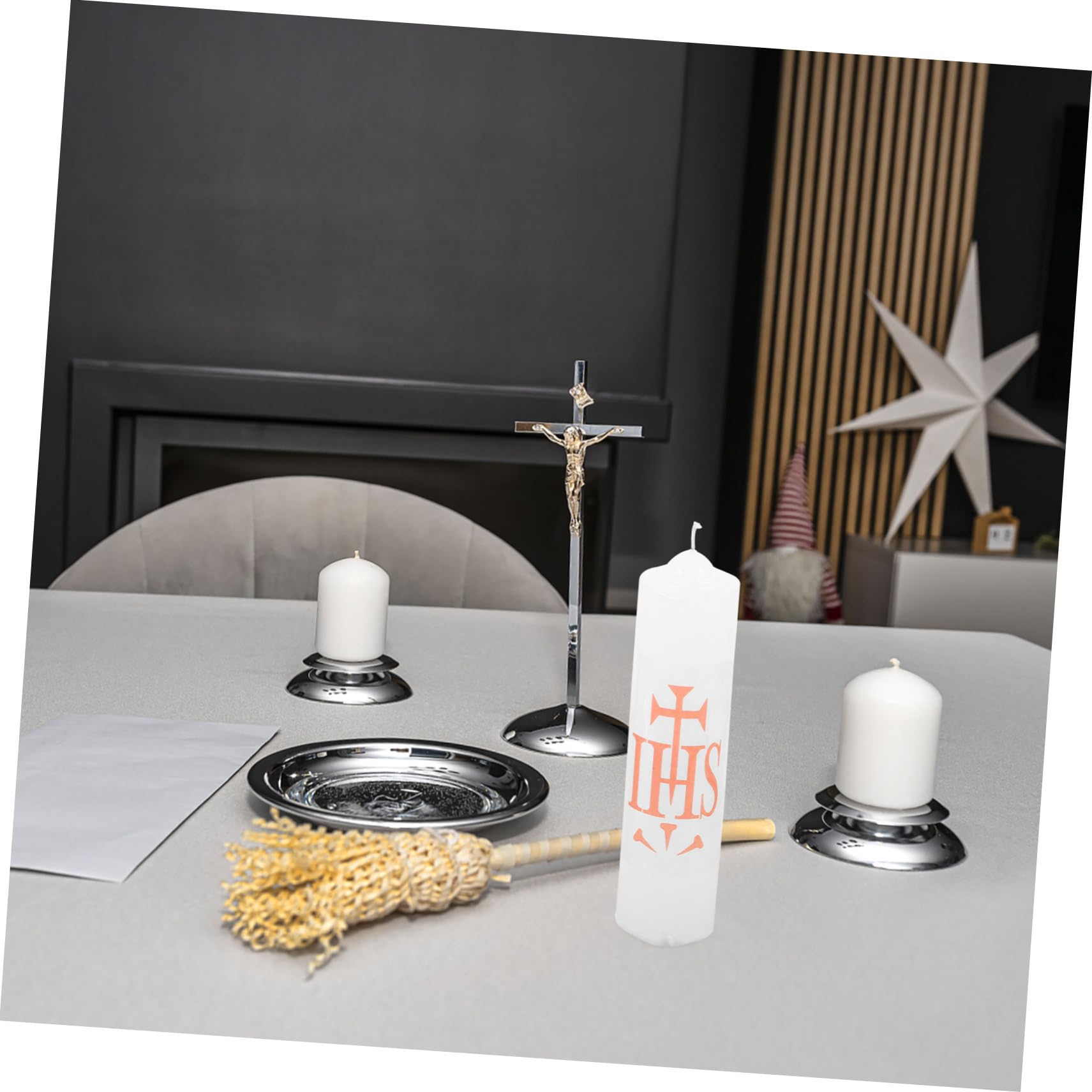 JECOMPRIS Religious Candle for Baptism and Communion Elegant Wax Holy Candle Realistic Design for Prayer Sessions and Church Mass Ceremonies Home Decor