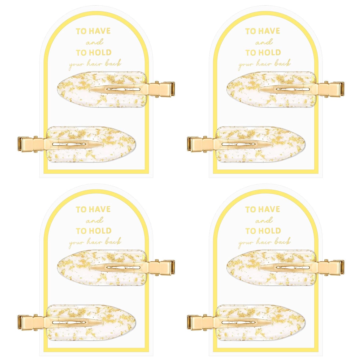 8 Pcs Creaseless Hair Clips - Glitter Gold Bangs Clips