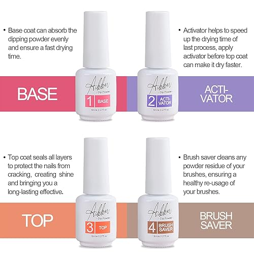 Miniatura 3 de Aikker Kit de 27 piezas de polvo de inmersión para uñas, 20 colores de secado rápido, kit de inicio de polvo de inmersión con todo, capa base, capa