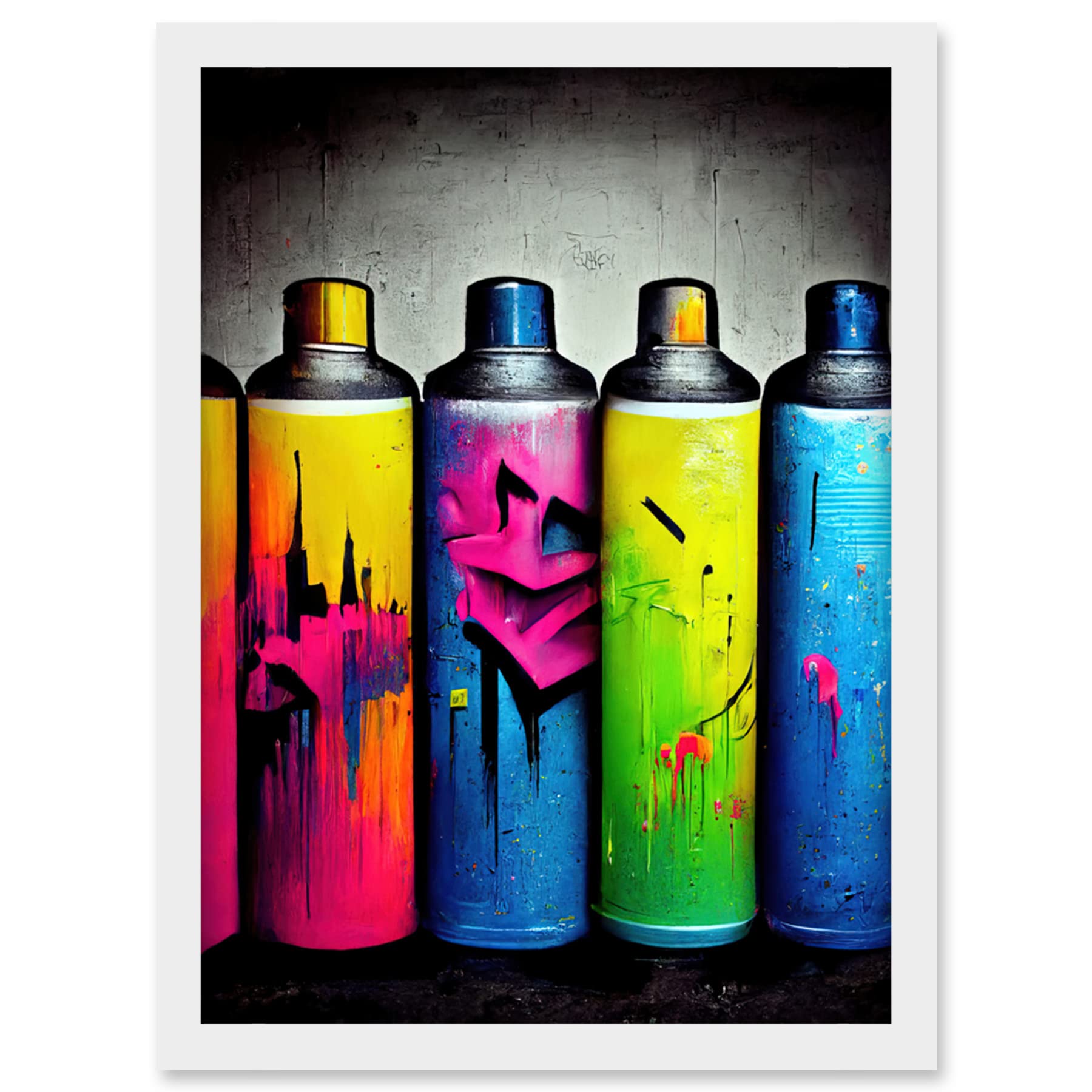 Doppelganger33 LTD Colour Spray Paint Graffiti Cans Street Illustration Artwork Framed Wall Art Print A4
