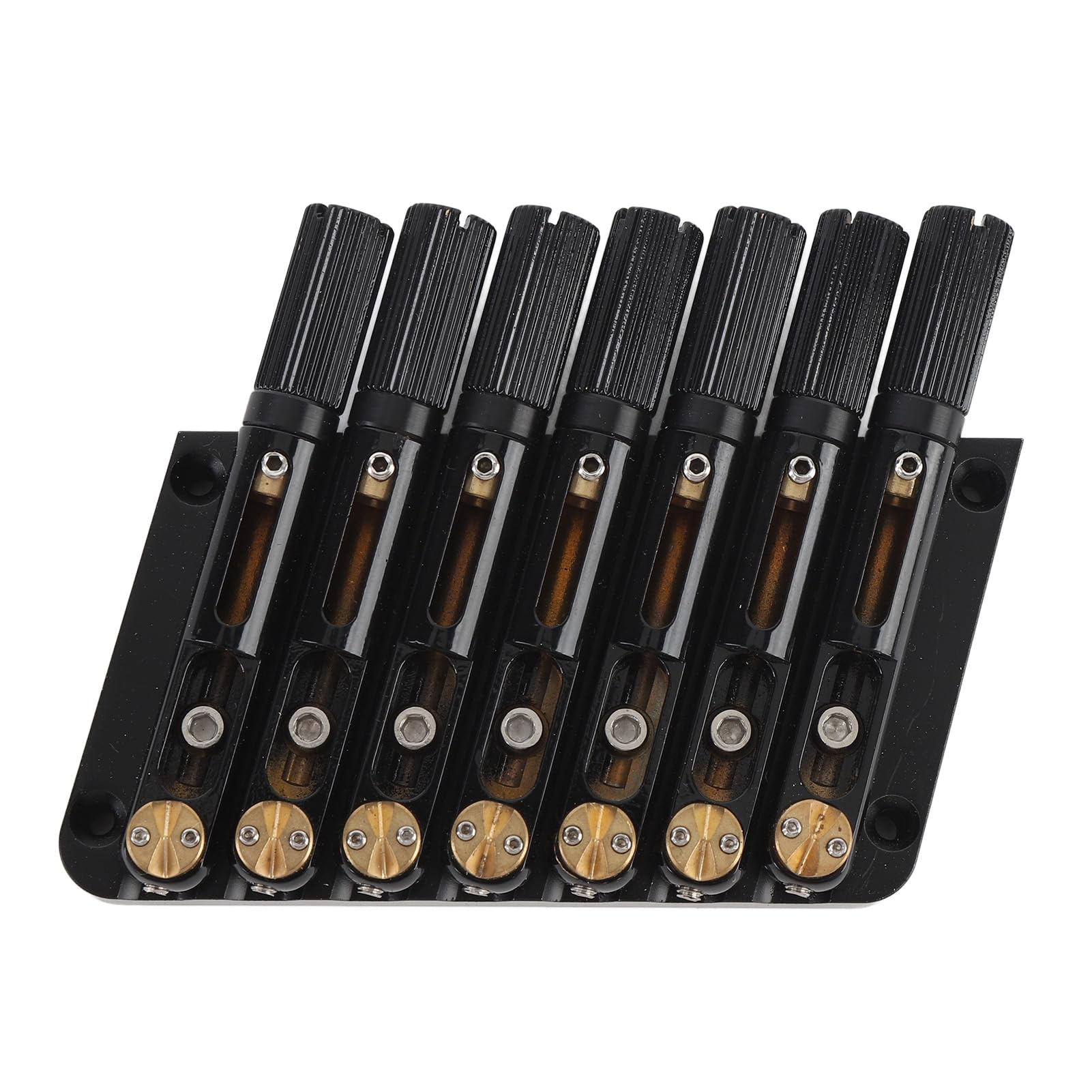 POENVFPO Sostituzione di Ponte di Chitarra Senza Testa, 7 Corde in Acciaio Legato e Ottone, Qualità Tonale e Suono Migliorata per Chitarra Elettrica (GA1127)