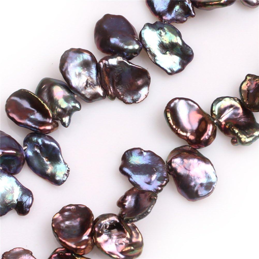 Natural Top Drilled Freshwater Cultured Pearls Beads for Jewelry Making DIY (14x19mm/Black Pearls)