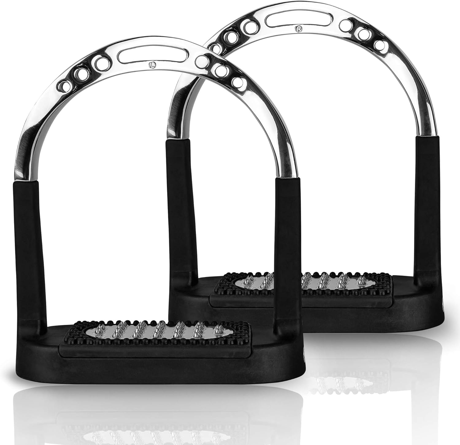 Herm Sprenger Stainless Steel Equine Flexcite Grip Stirrups Size 120 mm for Horseback Riding a Pair of Stirrups for Equestrian Sport Made in Germany