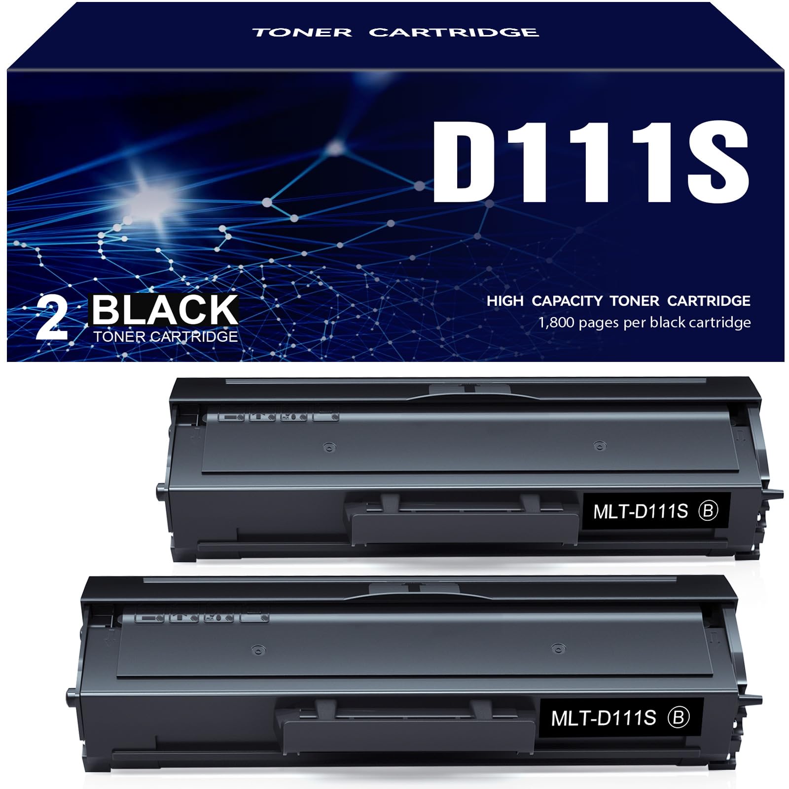MLT-D111S Toner Compatible para Samsung MLT-D111S D111S D111L Cartuchos de tóner para Samsung Xpress M2070 M2022 M2020 M2026 M2026W M2022W M2020W SL-M2070 SL-M2070W SL-M2070F (2 Negro)