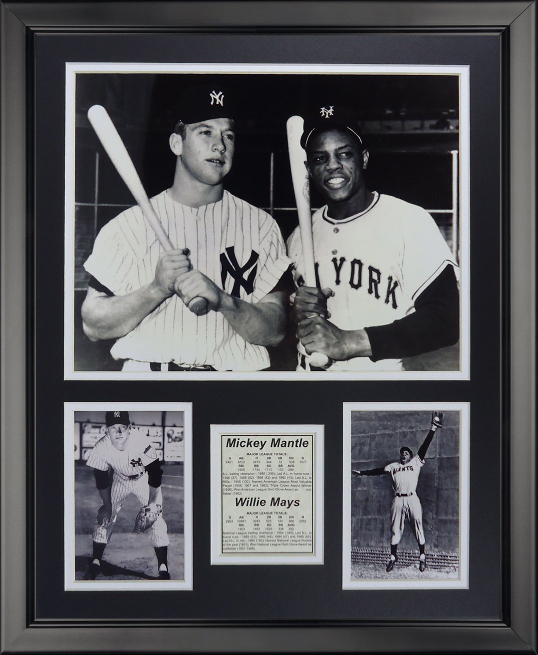 Legends Never Die Mickey Mantle & Willie Mays Framed Photo Collage, 16" x 20"