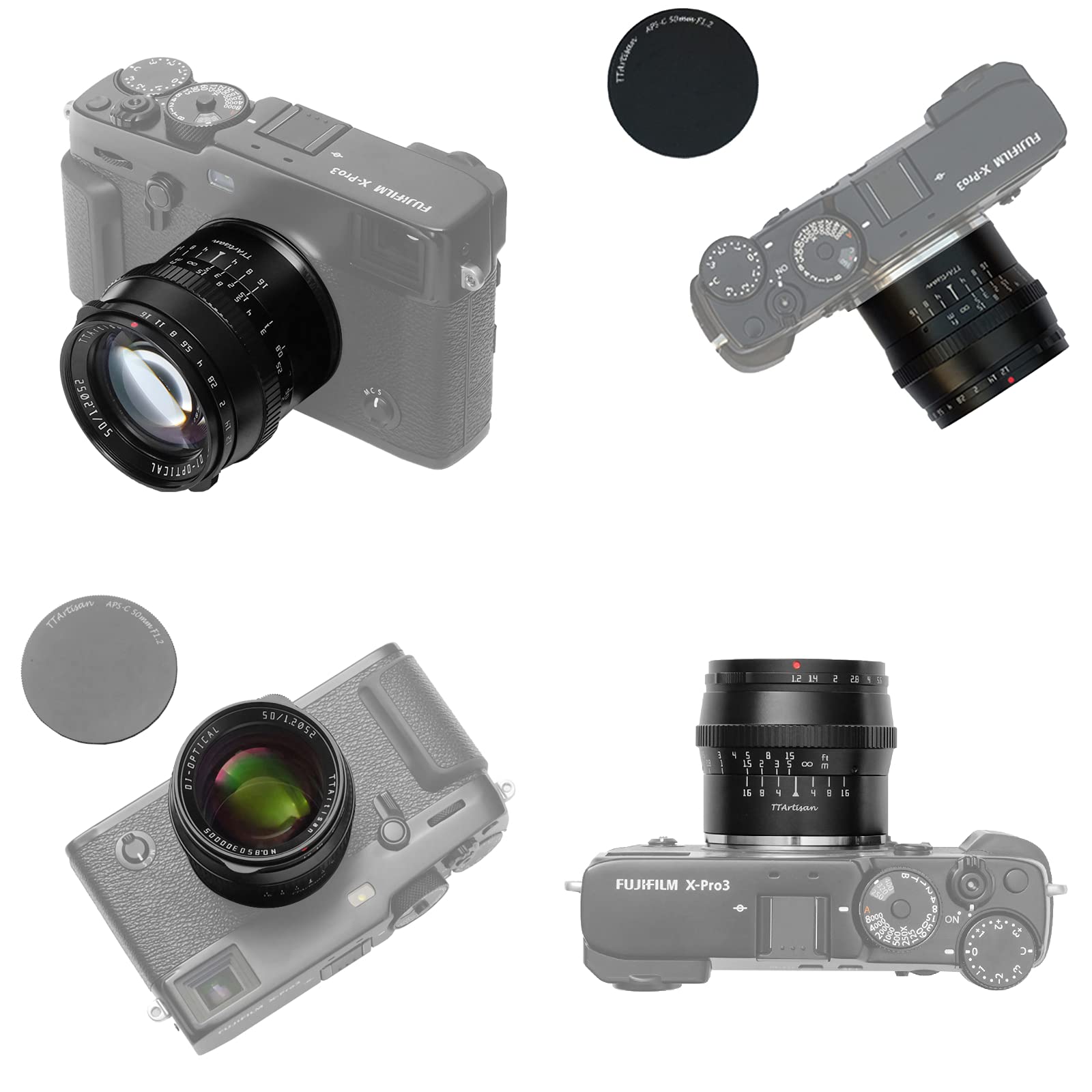 TTArtisan 50mm F1.2 Obiettivo Fotocamere APS-C Obiettivo MF Per Fotocamere FX Mount X-A1 X-A10 X-M1 X-M2 X-H1 X-T1 X-T10 X-T2 X-T20 X-T3 X-T4 X -T100 X-T200 X-T30 X-PR01 XS10 e altro. (Nero)