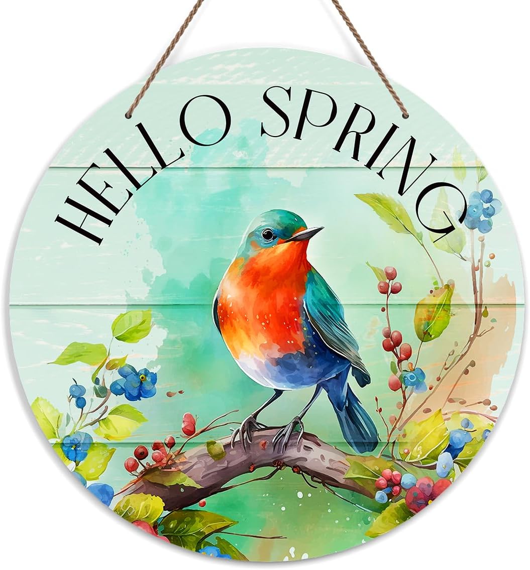 Amazon.com: 2 Pieces Spring Decorations Welcome Door Hanger Sign for ...