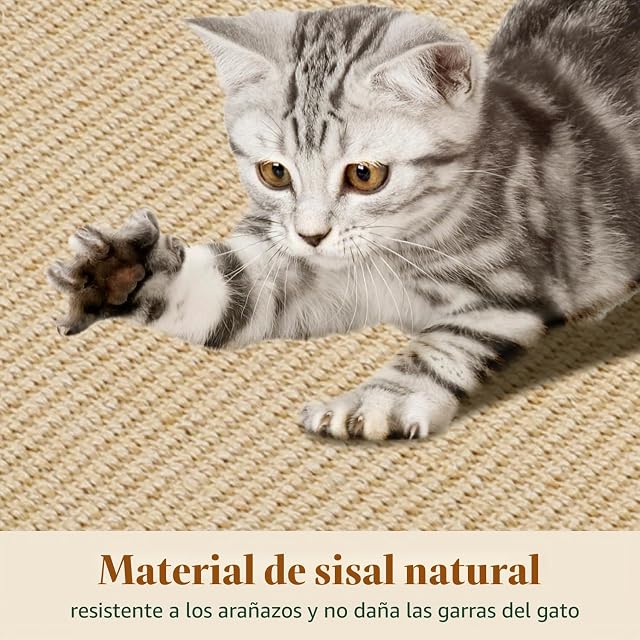 Foto 6 de 8 de Nobleza 2 Piezas Alfombrilla Rascador para Gatos, Alfombra de Sisal, Cuerda de Sisal Natural