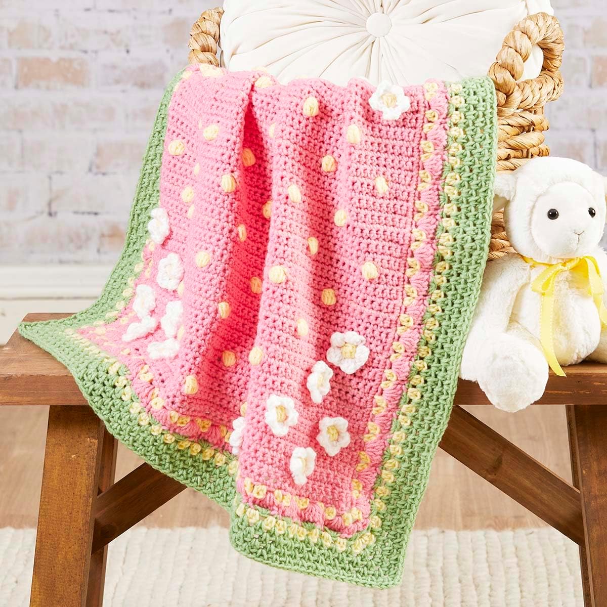 Herrschners Strawberry Fields Baby Blanket Crochet Kit
