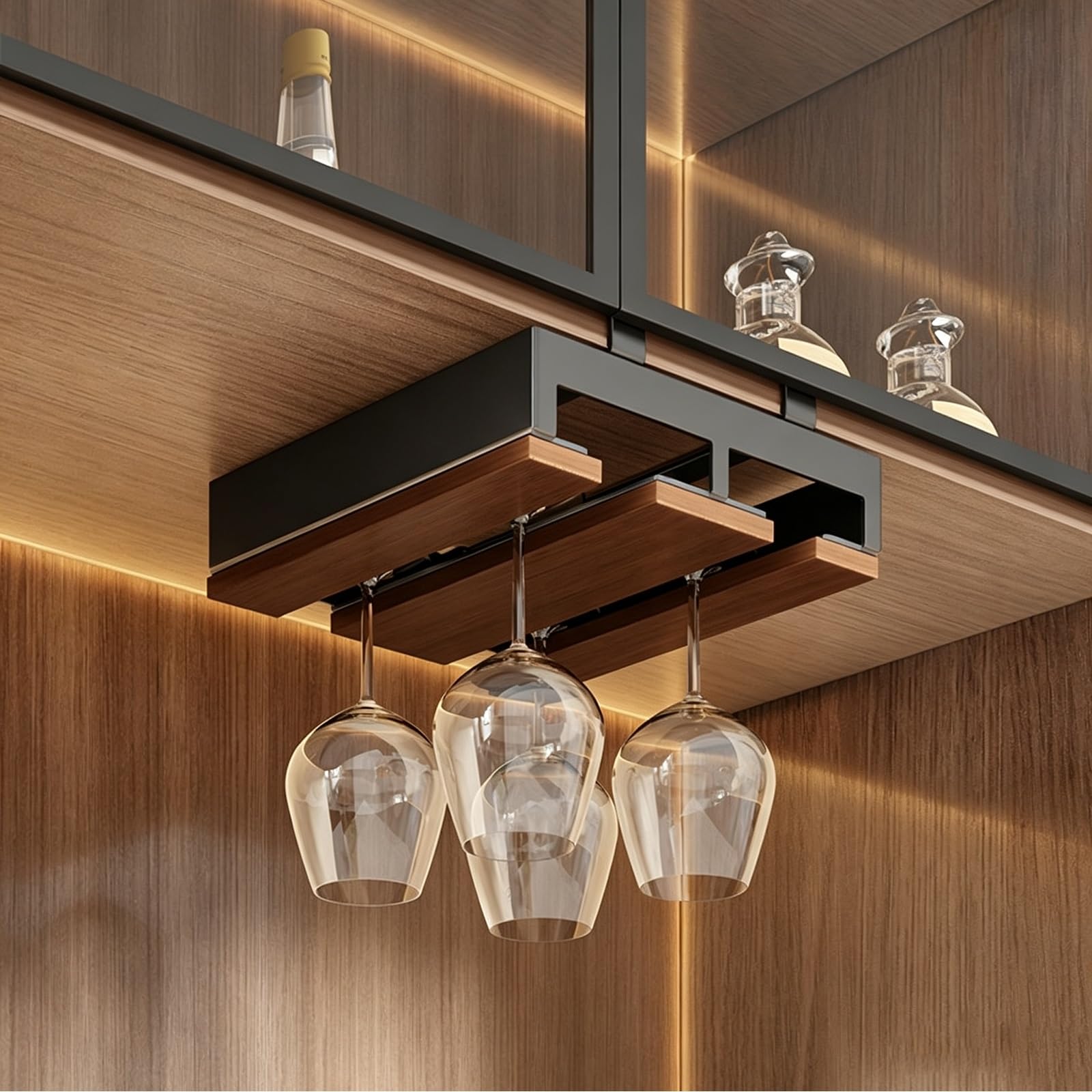 YXLLGS Under Cabinet Wine Glass Rack, Hanging Stemware Holder