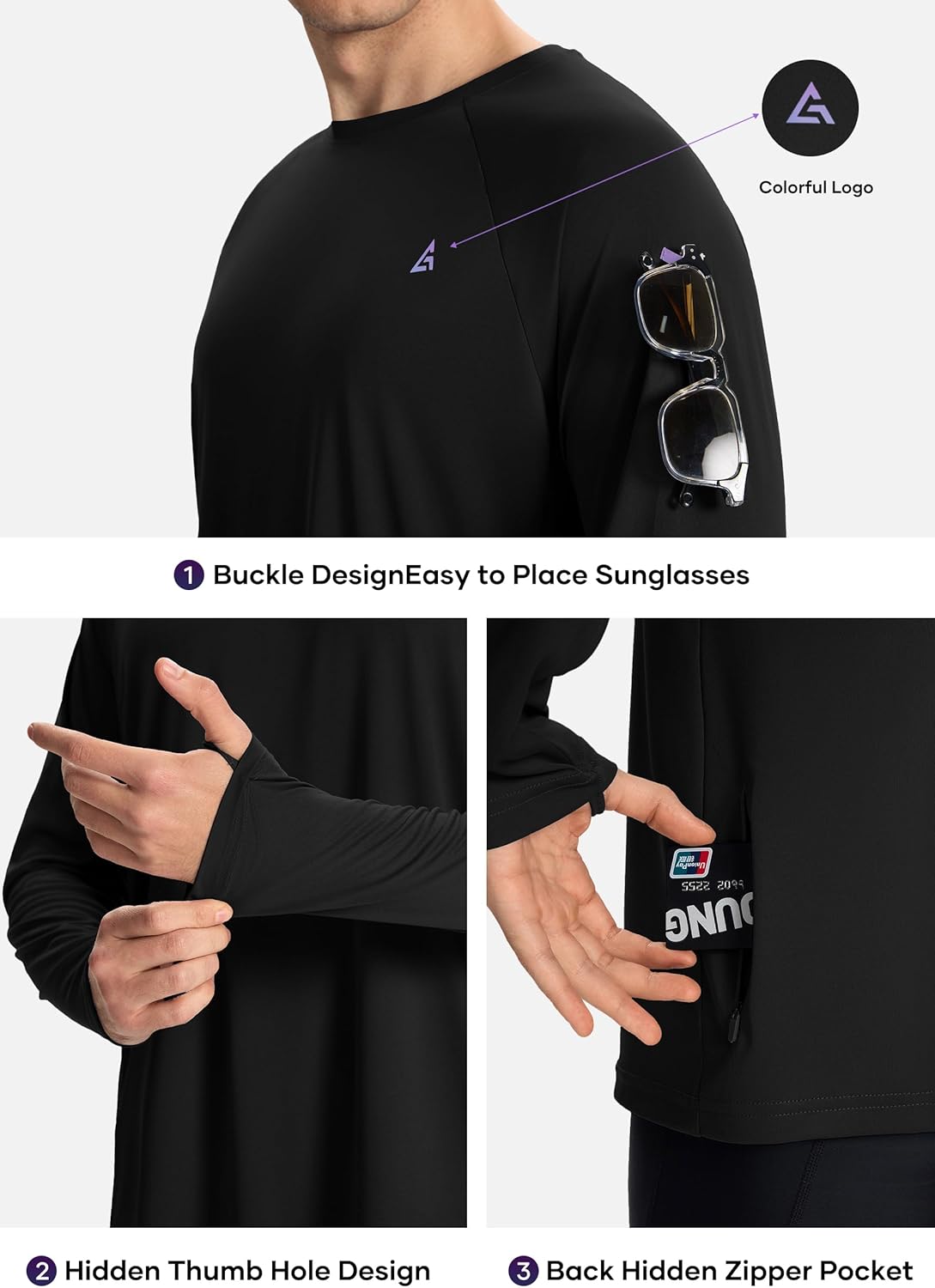 Men’s Sun Protection Shirts UPF 50+ Long Sleeve UV Shirt Rash Guard for Men Quick Dry Swim Fishing Beach Athletic - Image 4