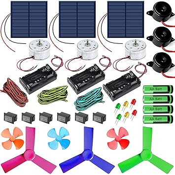 Kit4Curious Multipurpose Solar Energy Kit - Solar Motor Kit - 3 Solar Panel Setup
