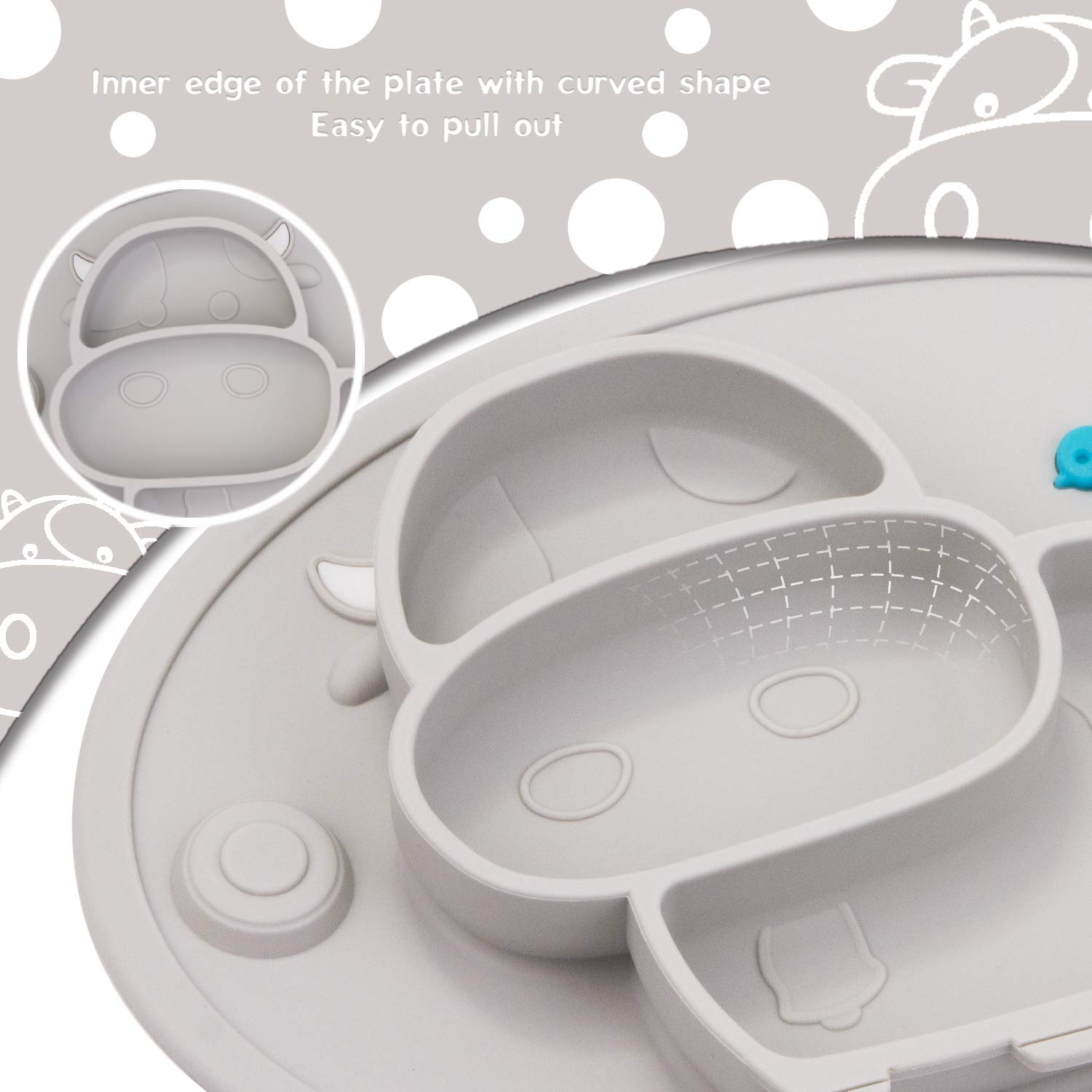 Mantel individual de silicona para bebés, placa de alimentación antideslizante para niños pequeños Bebés Niños con fuerte succión Se adapta a la mayoría Bandejas para Tronas