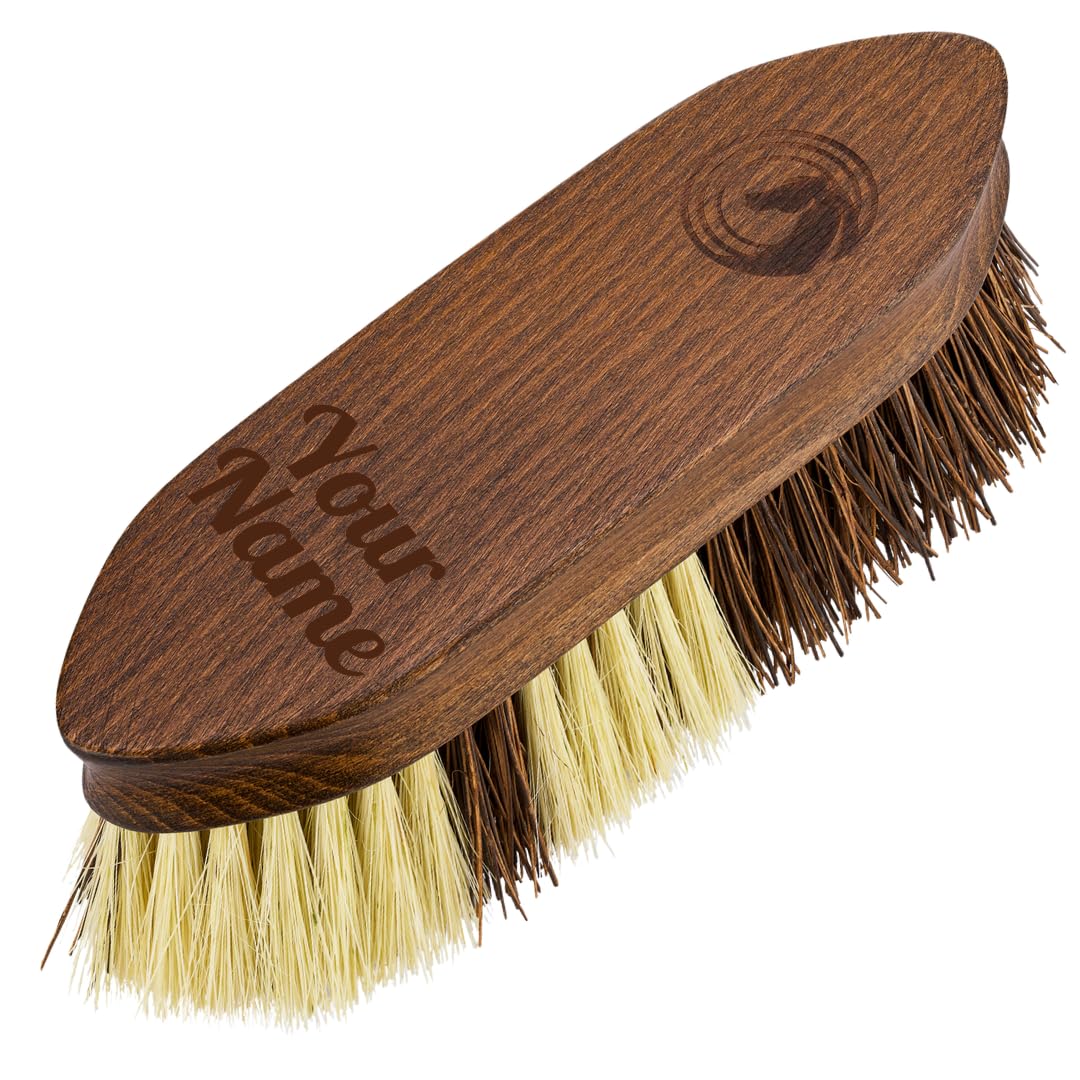 Wurzelbürste – Pferdebürste aus Holz mit Kokosfaser- & Sisalborsten für effektive Fellpflege, gründliche Reinigung, Putzzeug, Stallzubehör & Pflege von Pferd und Pony (Personalisiert)