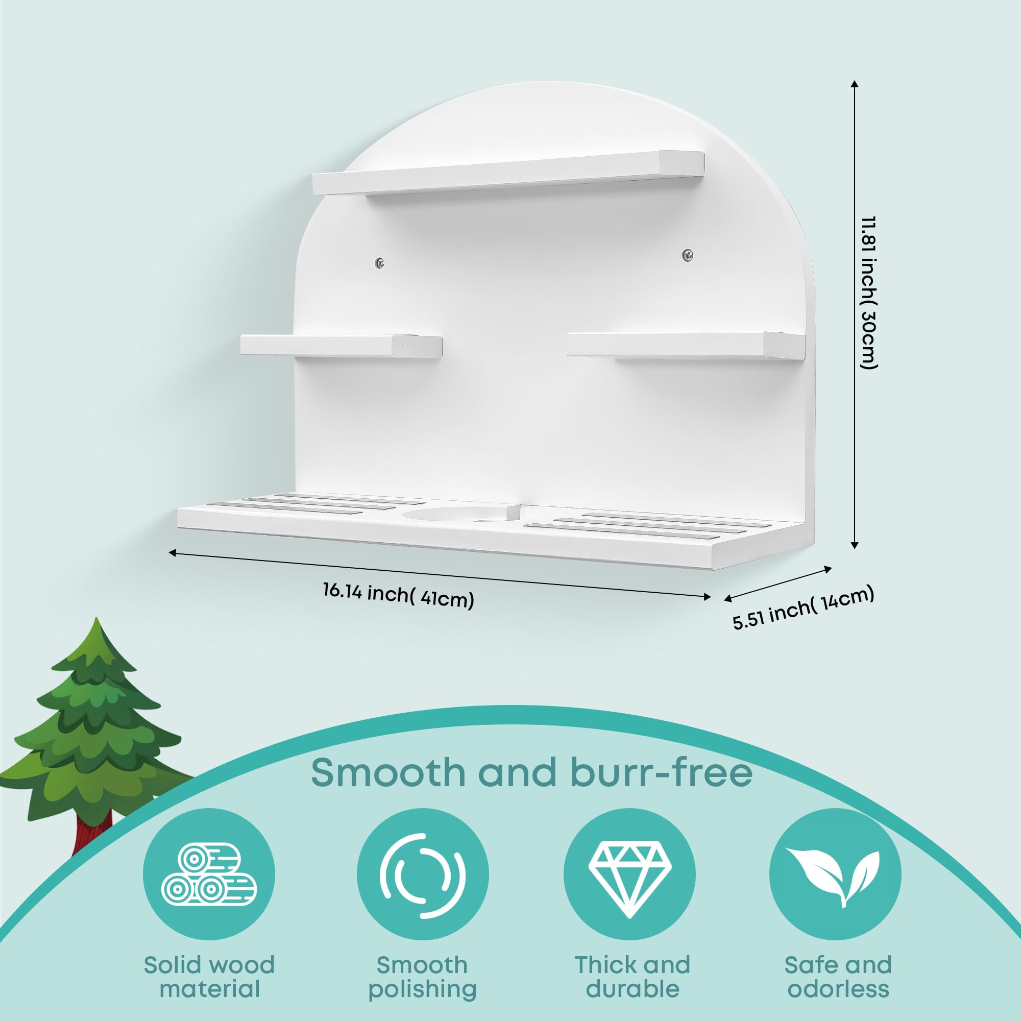 For Tonies Figures Shelf Magnetic,for Tonie box Wall Shelves,for Tonies Characters Organizer Audio Toy Figurine Storage Display Holder,Compatible Charging Station for Kid's Room,Pine,Arch,Large(White) - Image 3