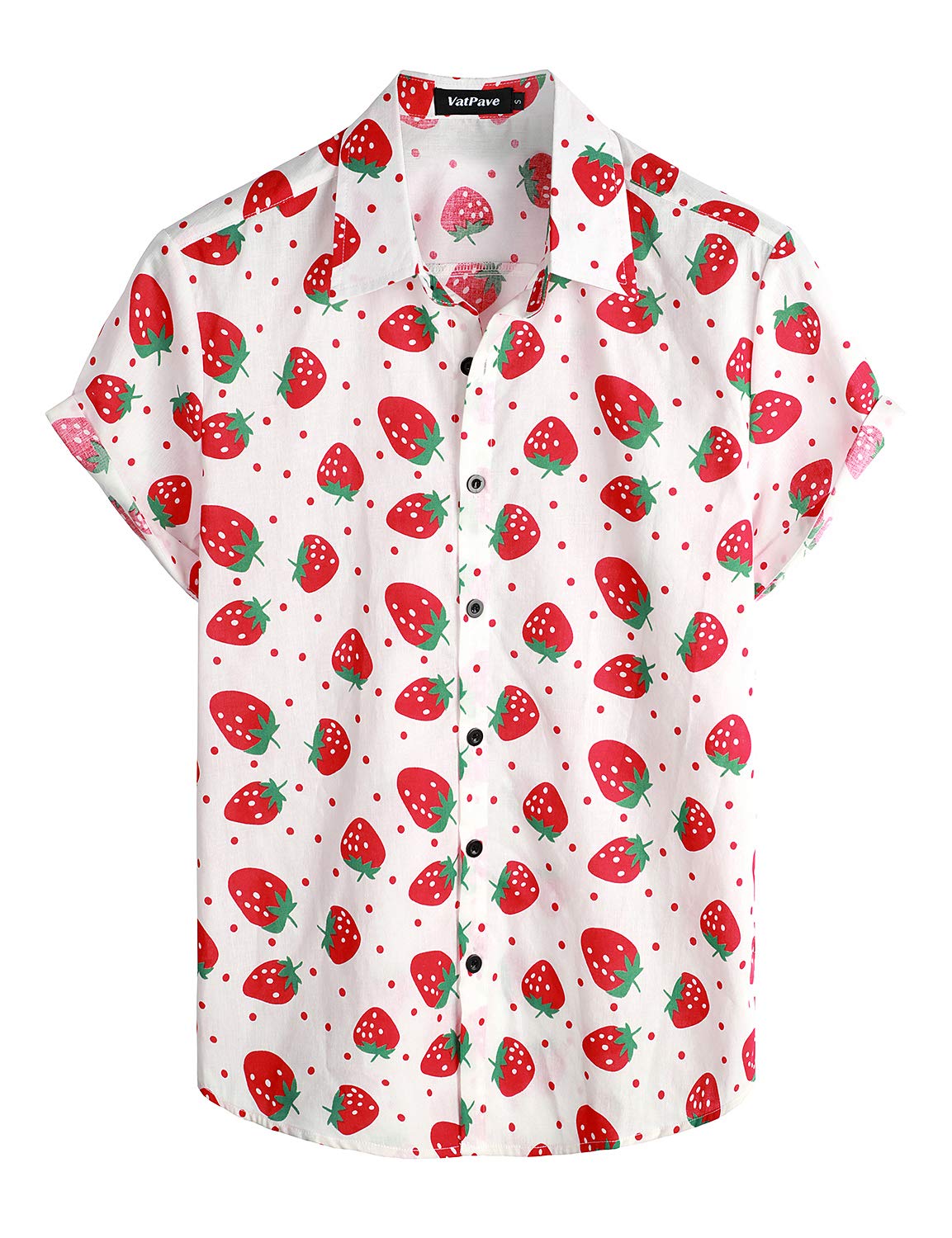 VATPAVE Herren Baumwolle Hawaii Hemd männer Blumen Freizeit Kurzarmhemd Sommerhemd