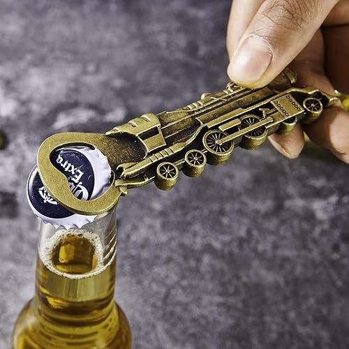 Miniatura 4 de Abrebotellas de cerveza de tren tradicional clásico para bares, barman hombres y mujeres, fiestas, cocina, hogar, Acción de Gracias, Navidad (tren)