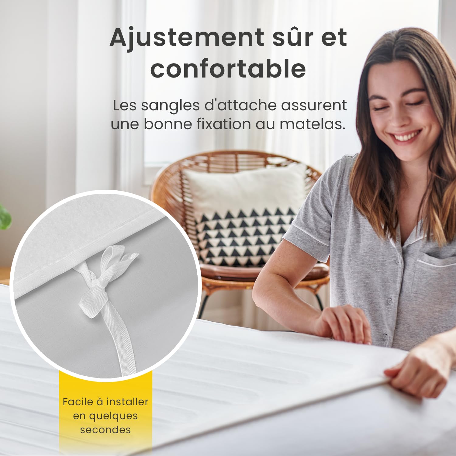Cosi Home Chauffe-lit Surmatelas Chauffant 1 place 150x80 cm matelas électrique, 3 niveaux de température avec télécommande, Système de sécurité intégré Protection contre la Surchauffe - Blanc
