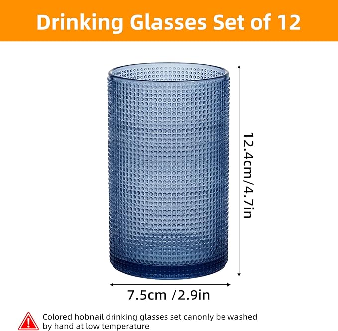 Vasos TOMNK Blue Hobnail 12 unidades 12 Oz miniatura 2