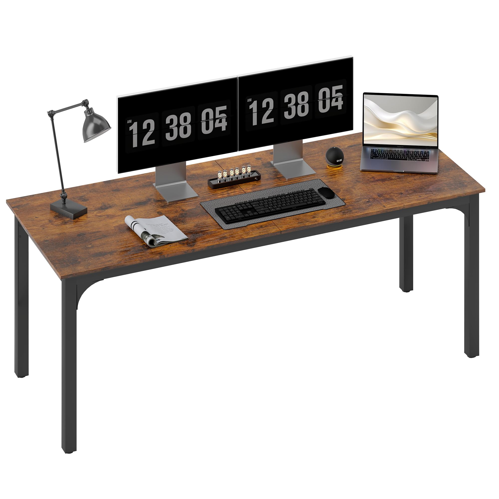 HOMCOM Schreibtisch mit Industrie-Design 200 x 60 x 75 cm Rustikal Braun