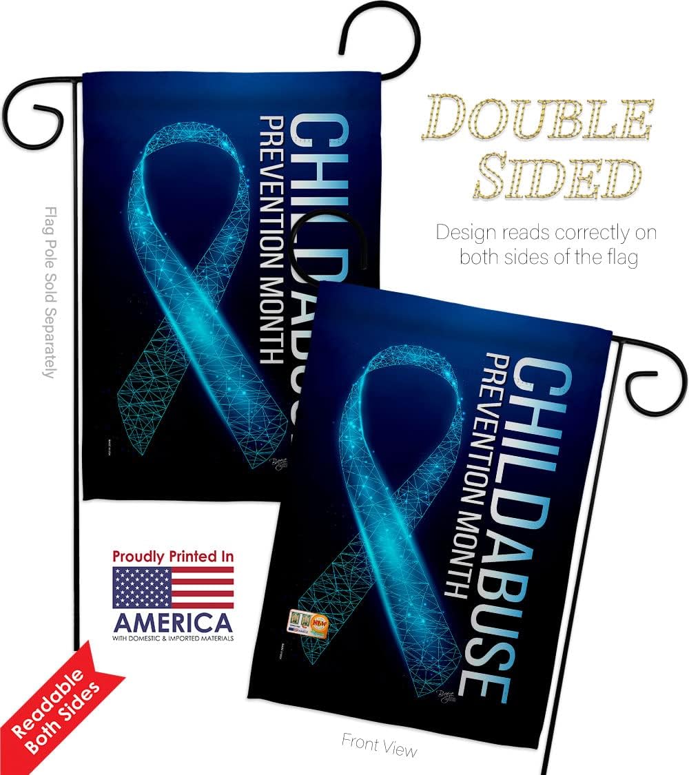 Breeze Decor Prevention Child Abuse Garden Flag Pack Support Awareness Inspirational Survivor Ribbon Cancer Autism Breast BLM Applique House Banner Small Yard Gift Double-Sided, Made in USA