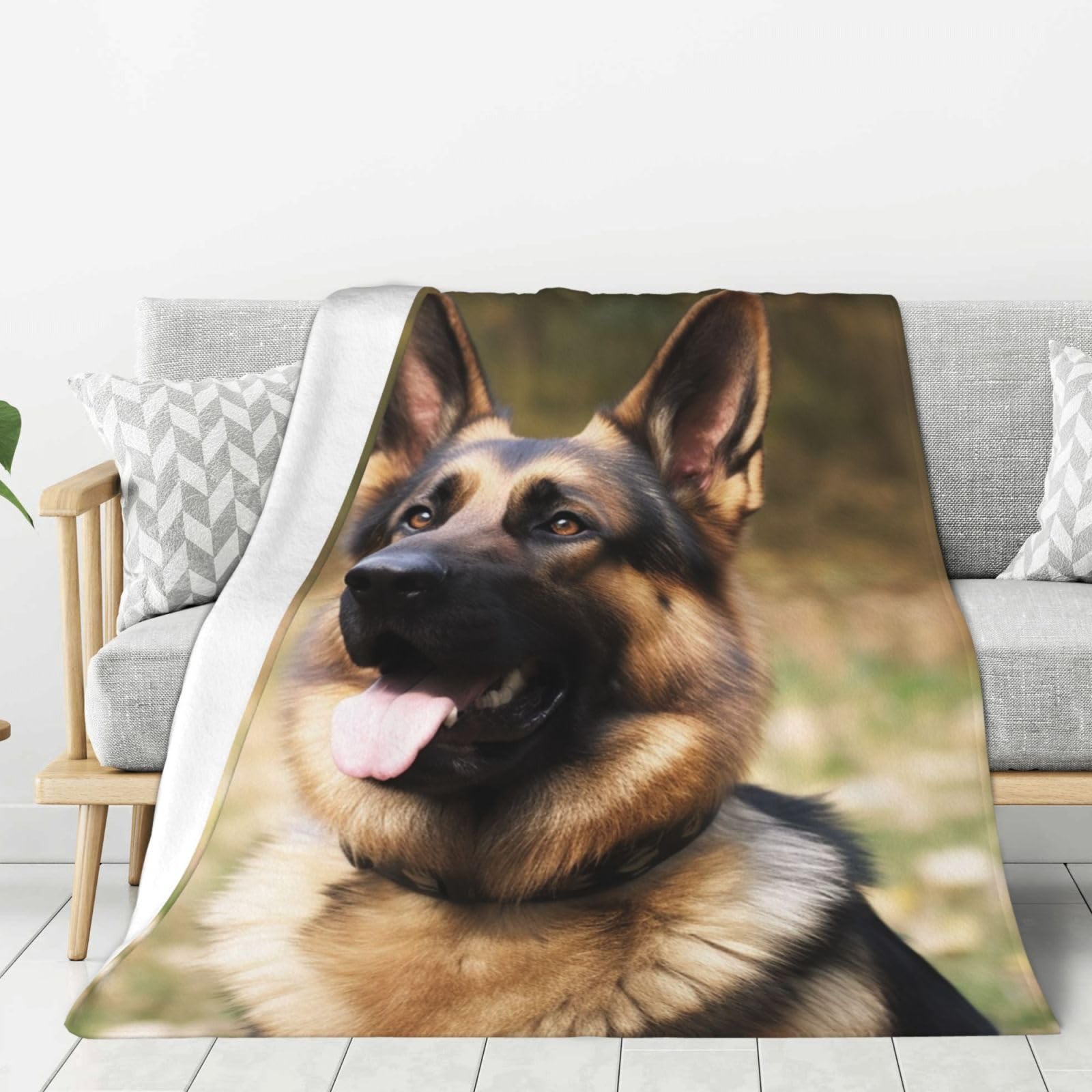 Animal German Shepherd Throw Blanket Plush Flannel Fleece Blanket, Soft Lightweight Cozy Blankets 80"X60" for Bed Couch Sofa Travel