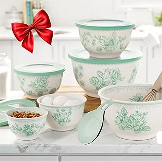 Pioneer Woman Melamine Mixing Bowl Set, Bamboo Melamine Nesting Mixing B...