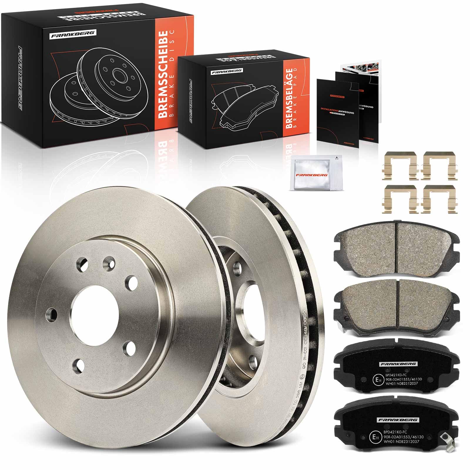 Frankberg 2 discos de freno 4 pastillas de freno | Compatible con: Insignia A G09, Malibu V300, Insignia A Saloon G09, 9-5 YS3G, Insignia A Sports Tourer G09