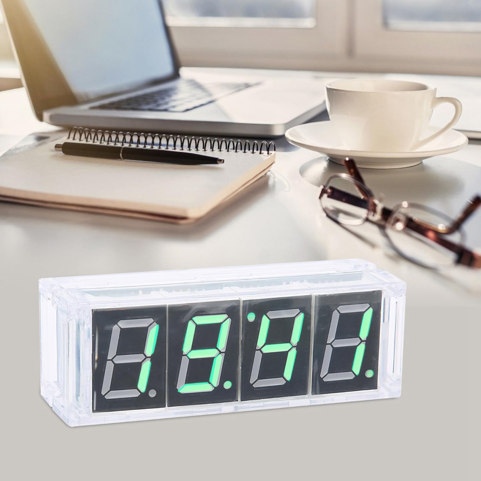 Kit Elettronico Orologio Fai Da Te, Kit Orologio Digitale a LED a 4 Cifre Visualizza Automaticamente Ora/Temperatura, Funzione di Allarme, Timer (Verde)