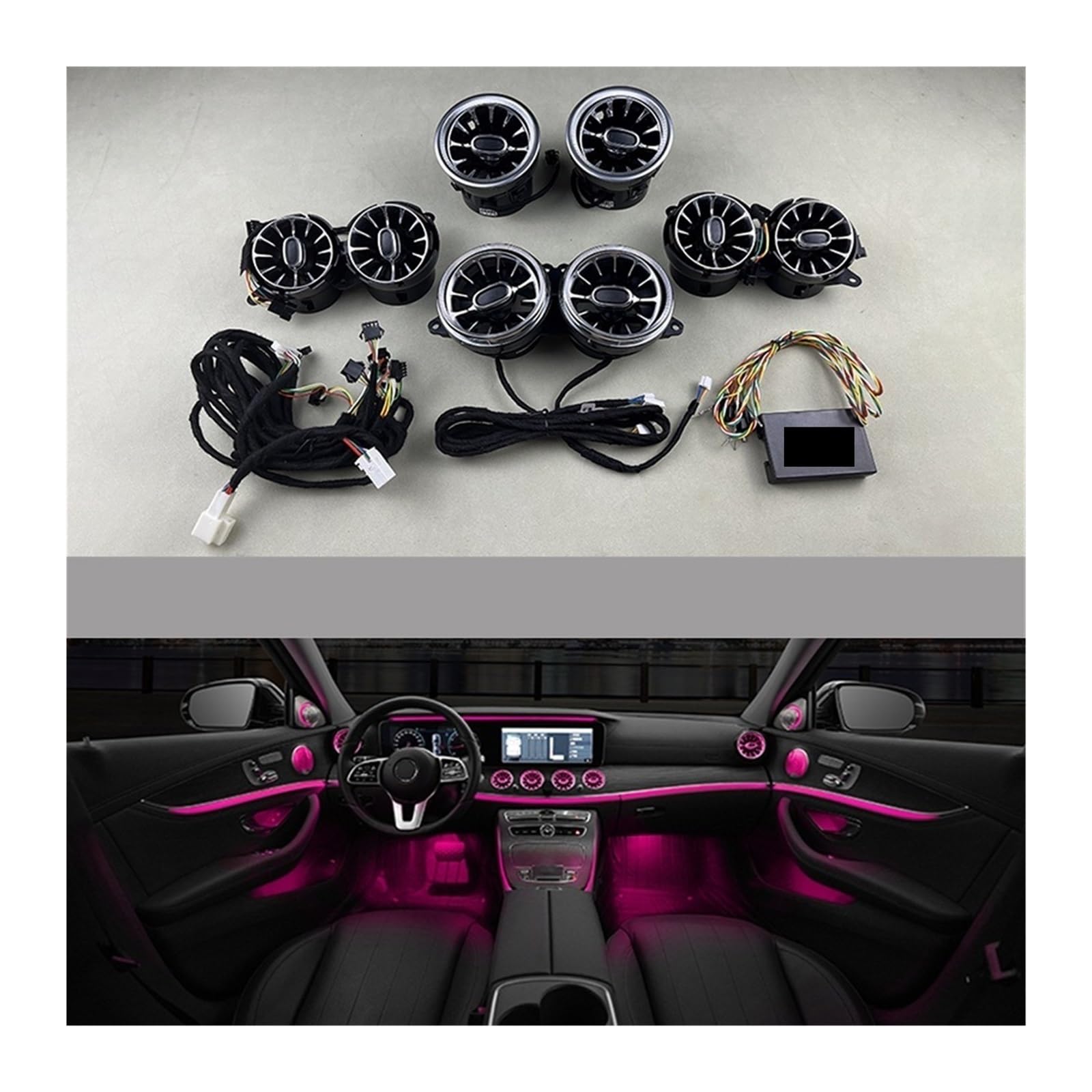 7/64 Colours LED Air Vent Rotary Treble Compatible with Mercedes Benz S-Class W222 S350 S450L S500 S560 2014-2020 RGB Interior Ambient Light(7 Colors,Rotary Treble)