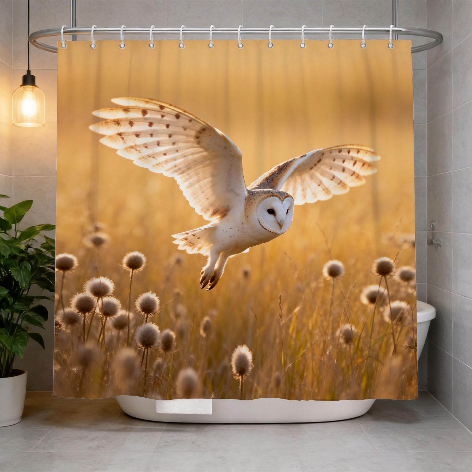 Hongduo 3D Owl Shower Curtain for Stalls Bathtubs Birds Bathroom Decor Shower Curtain Set Polyester Fabric Waterproof 120x180cm/48X71 Inch with Hooks