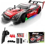 Voiture de télécommande RC Échelle de la voiture 1 :16 4WD RC Voiture avec LED Lumières 2.4GHz 30km/h RTR High Speed Racing Sport Jouet pour Adultes Garçons Filles Cadeau Enfants 2Pcs Batterie rechargeable