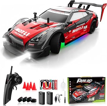 Remote Control Car RC Drift Car 116 Scale 4WD RC Vehicle with LED Lights 2.4GHz 30km/h RTR High Speed Racing Sport Toy for Adults Boys Girls Kids Gift 2Pcs Rechargeable Battery