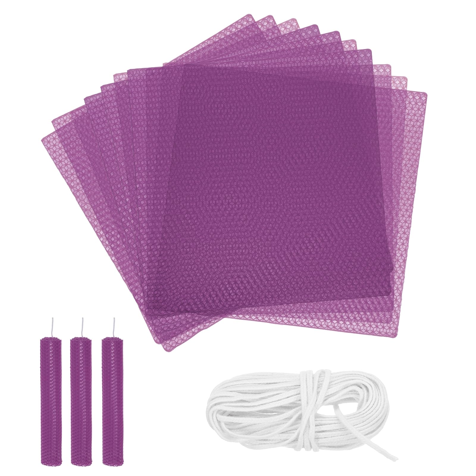 Kit bougies cire d'abeille violette 20x20cm avec mèche coton sourcing map