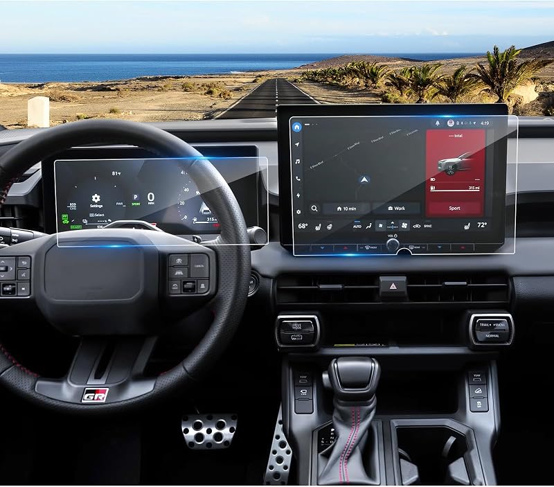 Kit com 2 Películas de Vidro Temperado 9H para Tela do Toyota RAV4 2026+, Navegação 12,9 pol. e Painel 12,3 pol., Coleya