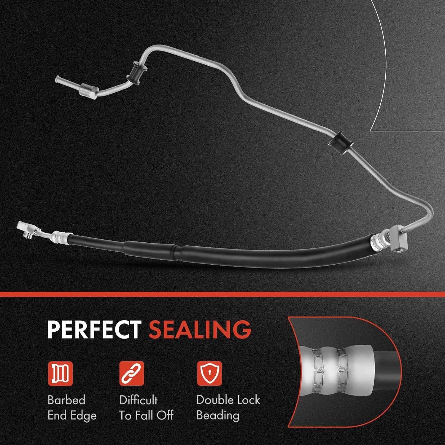 A-Premium Power Steering Pressure Hose Line Assembly Compatible with Lexus RX330 2004-2006 & Toyota Highlander 2004-2007, 3.3L Gas, with O-ring & Washer, Pump to Gear/Rack