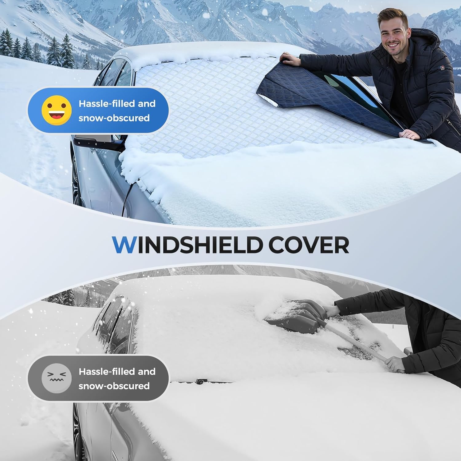 BLAFT Couverture Pare-Brise Voiture Pour Renault Scenic Scenic 3 Megane Sport Megane 2 2000-2023 2024, Bâche Pare Brise Protection Magnétique Couverture Repliable Anti Givre, Neige, Glace & Soleil